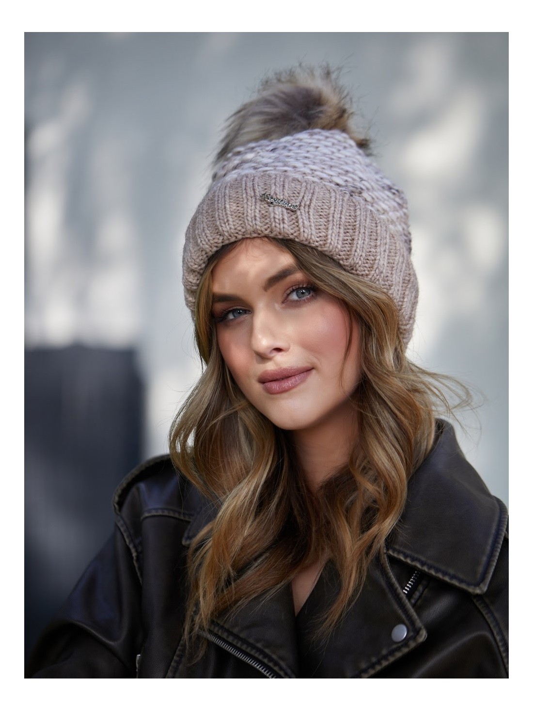 Cappuccino winter hat with ribbing C11 - Online store - Boutique